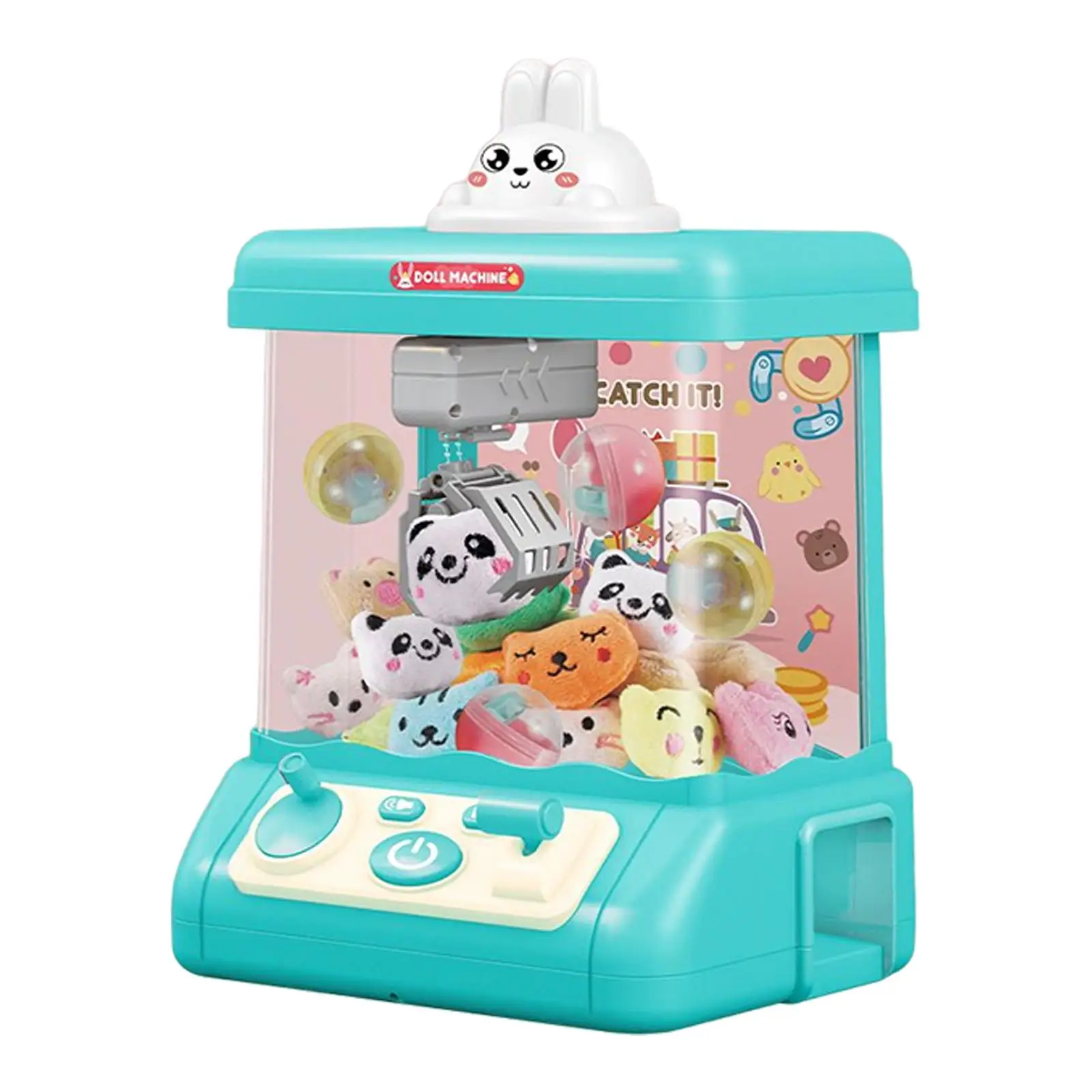 Small Claw Machine Toy Grabber Dispenser Arcade Game Miniature with Lights Sound DIY Catching Doll Machine for Birthday Gifts 4
