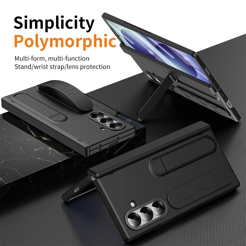 Luxury Wristband Folding Phone Case with Screen Protector - Hard PC & Soft Silicone