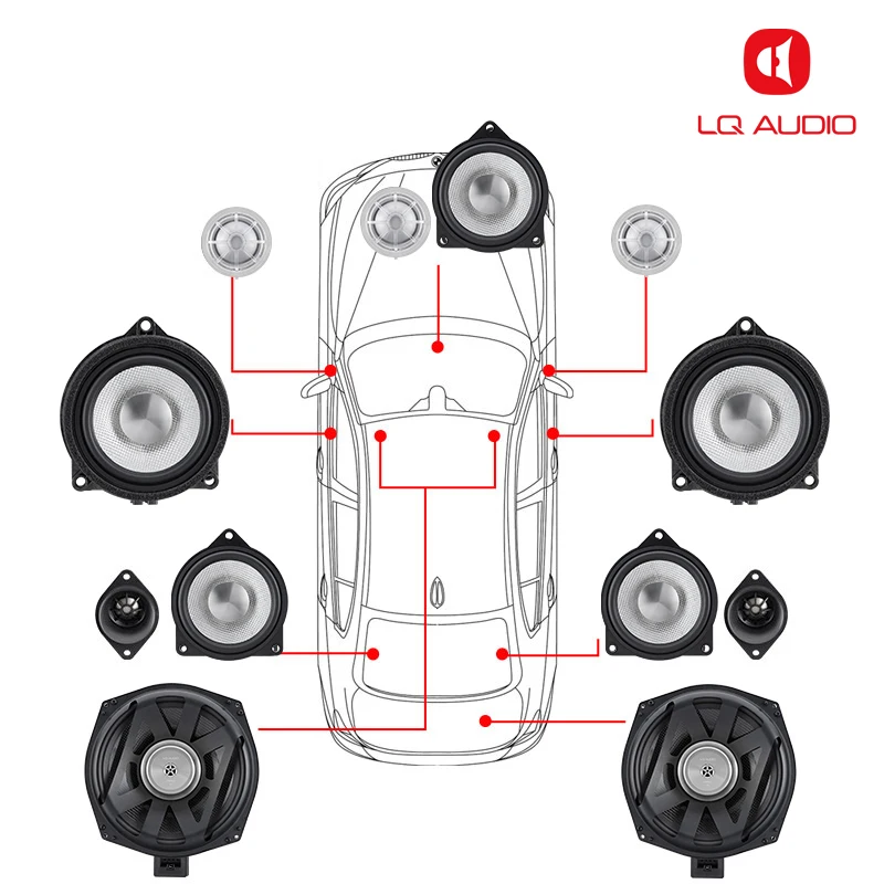 Audio Speakers Kit for BMW F10 F30 G20 G30 Carbon Cone Diaphragm Midrange Speaker Silk Dome Tweeter Subwoofer