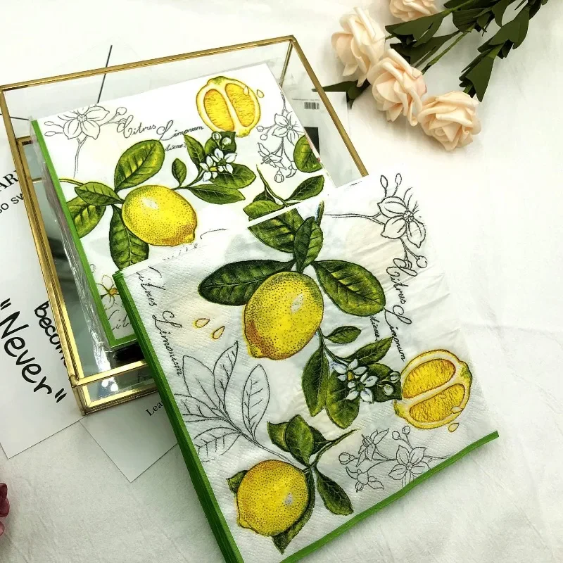 10/20pcs 33*33cm 2-Ply Colourful Wood Pulp Napkins Lemon Style Party Decoration Paper Placemats Butterfly Bart Paper paper napkins disposable paper placemats tissue paper decoration