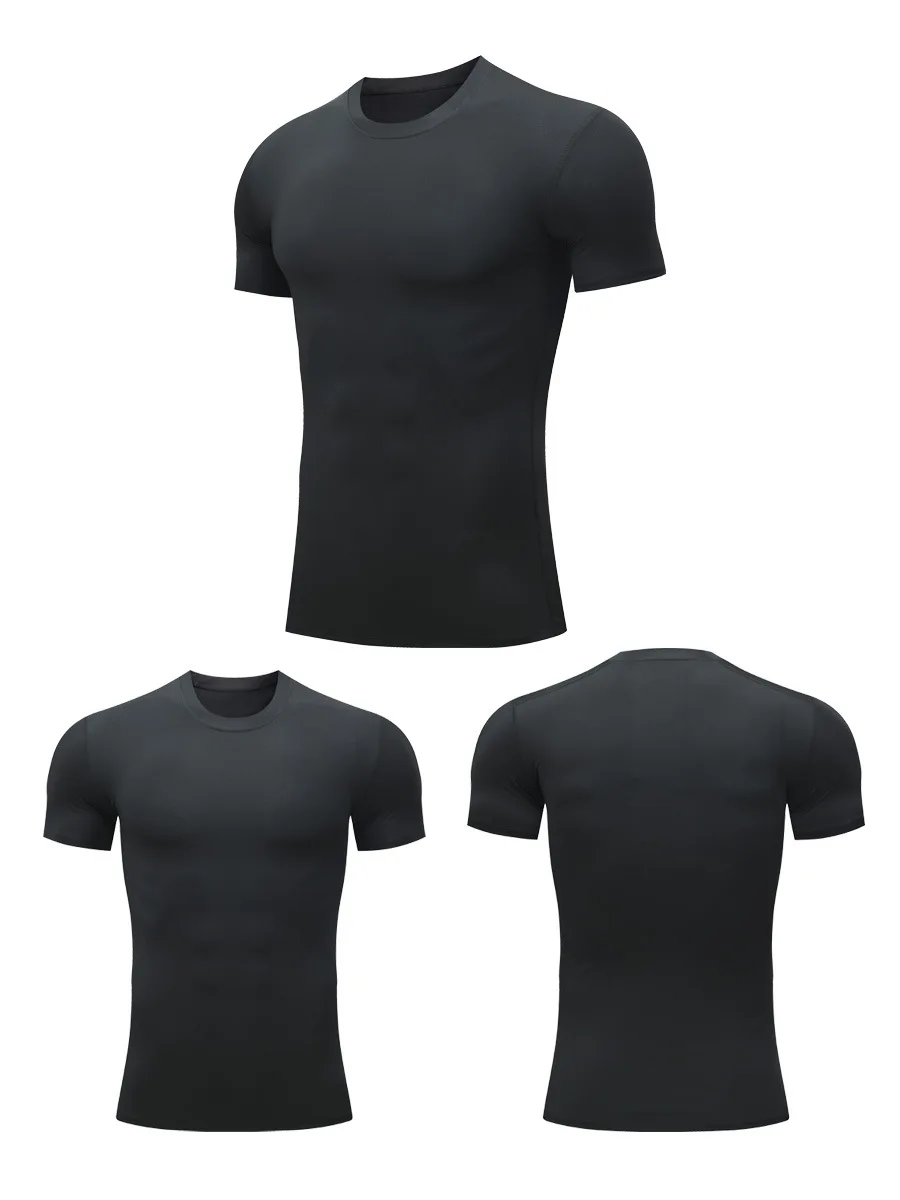 1 Piece Men's Sports Fitness Short Sleeve T-Shirts, Compression Tops, UV Protection Sweat Absorption Quick Drying Undershirts Fo