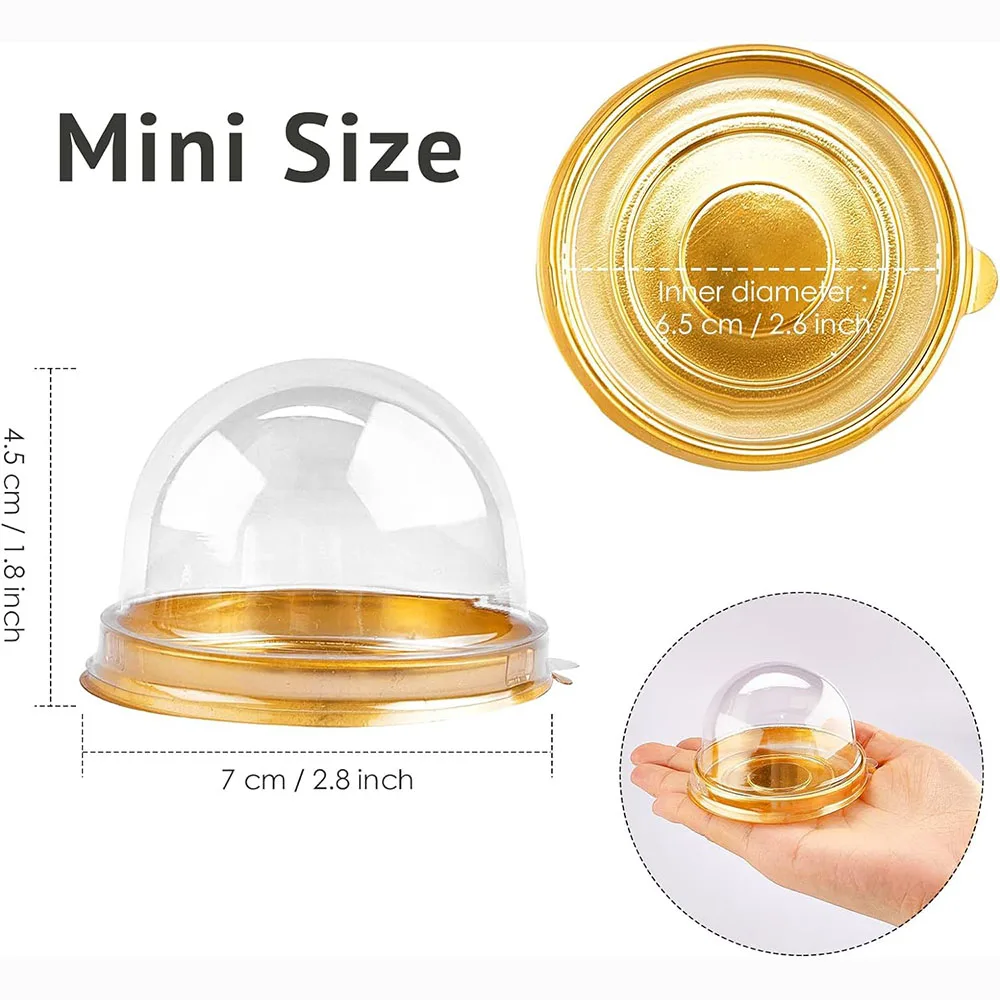 Mini Bundt Cake Containers Clear Plastic Cupcake Boxes with Dome Lids for Individual Cookies,Strawberry,Cheesecake,Mooncake