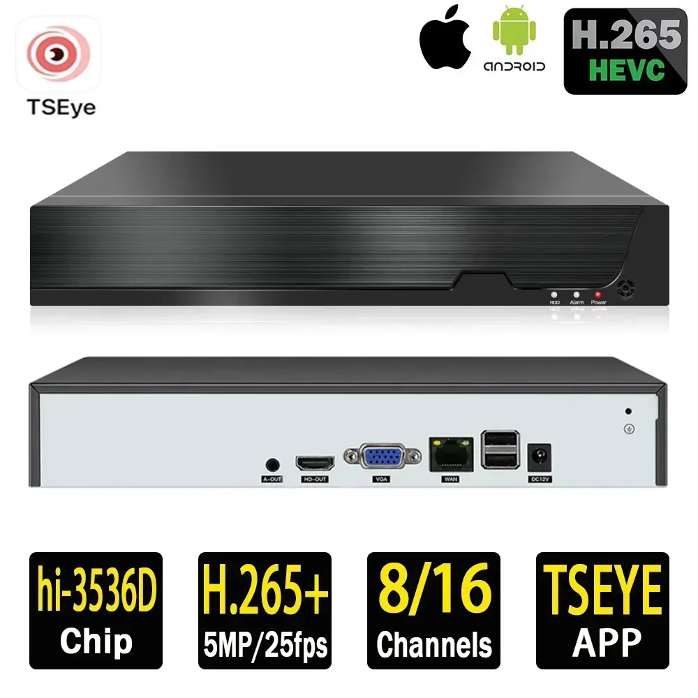 H.265+ 8ch/16ch NVR Network Video Recorder For Surveillance 5MP/4MP/3MP/2MP IP Camera System network video recorder