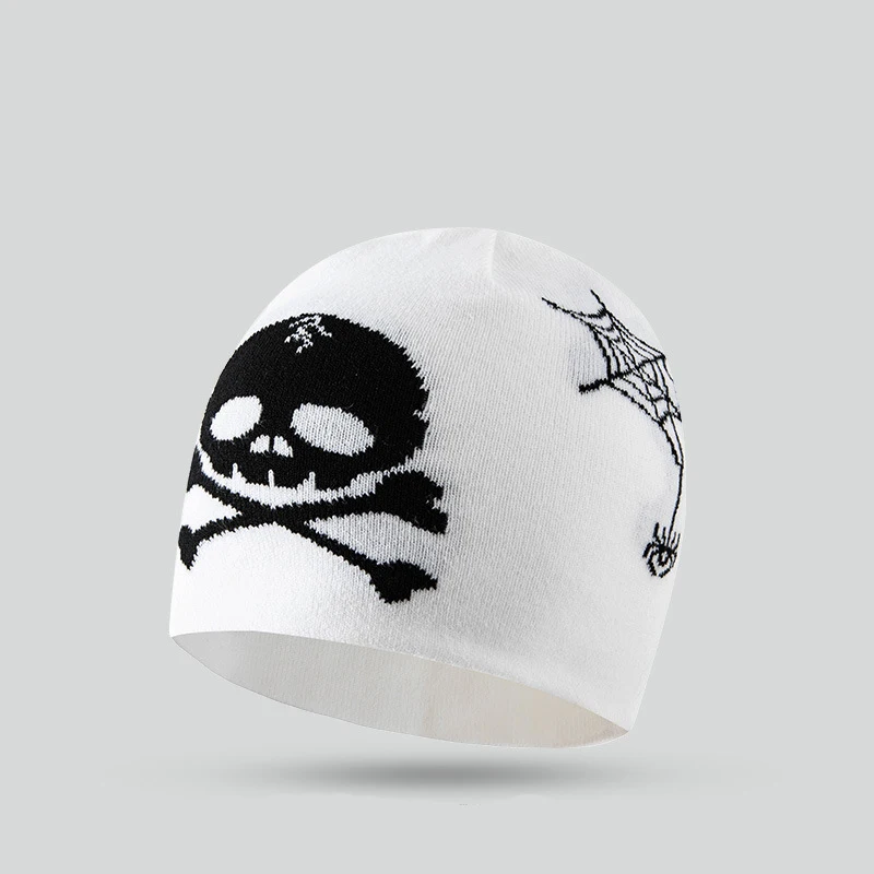 

Halloween Series Knitted Hats Women Skeleton Cobweb Embroidery Beanie Cap Male Female Winter Warm Cold Hat Fashion Funny Bonnet