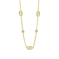 Ensemble de chaînes de col en titane et acier pour femmes, style français minimaliste, diamant blanc, nez de cochon, exquis, simple, polyvalent, haut de gamme 5