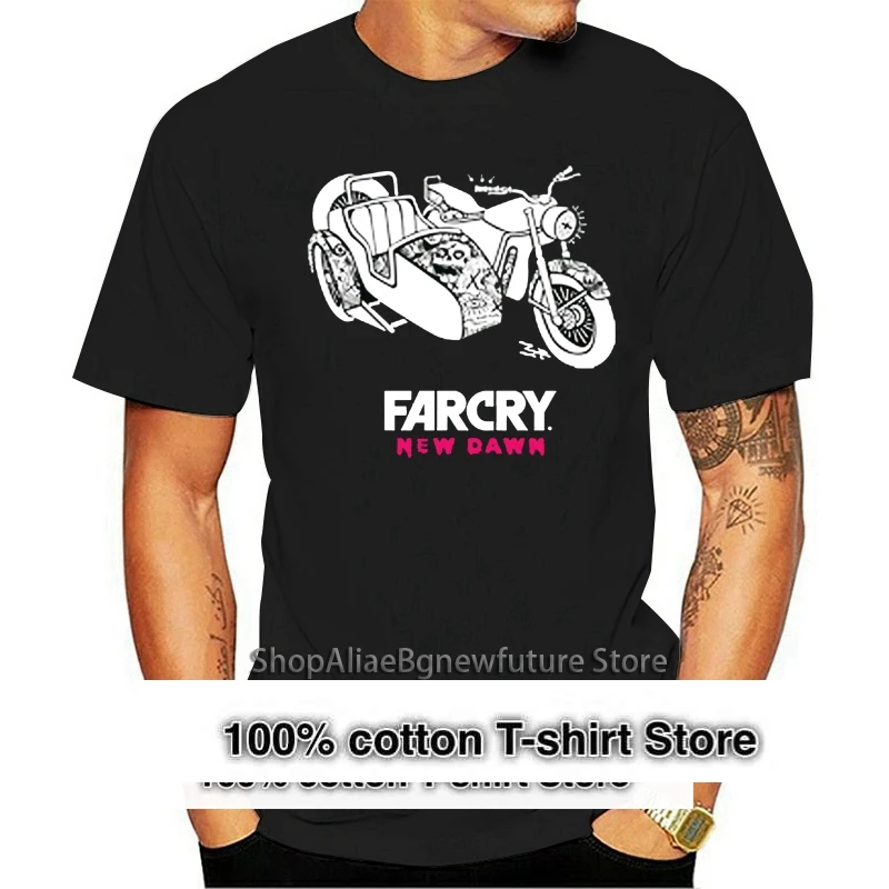 Far Cry New Dawn Side Car Top Tee T Shirt T-Shirt Nera Summer O Neck Tops