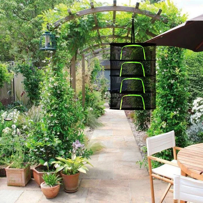 Folding 2-8 Layers Drying Net for Herbs Fish Hanging Basket Rack Vegetable Dryer Bag Breathable Mesh Flowers Bud Plant Organizer 3