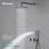 Luxury gun gray brass bathroom shower system concealed design dual handle cold and hot dual control dual function Shower Set 1