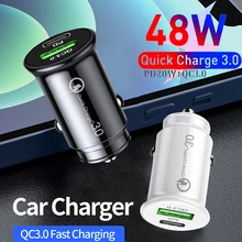  Dual USB Car Charger 48W Fast Charing USB C PD Car Cigarette Socket Lighter For iPhone Samsung Huawei Car Charger Power Adapter 