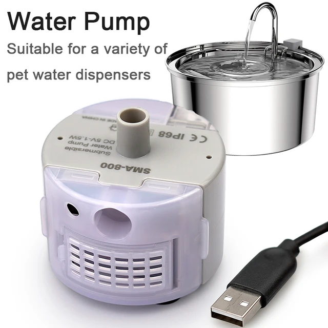 Pet Fountain Motor Submersible Pump Cat Water Drinker SMA-800 USB Water Pump Cats Fountain Accessories Mute DC ，cleaning kit 2