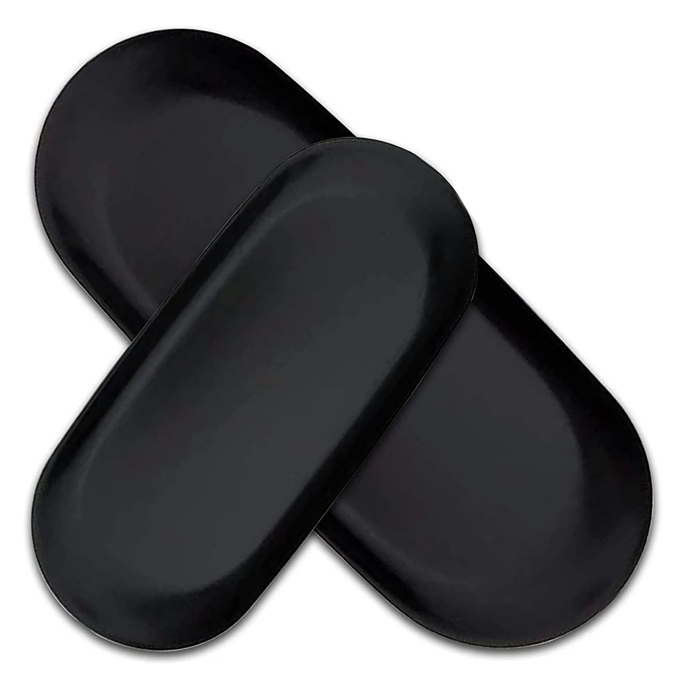 

Oval Storage Tray Items Tray Oval Cosmetic Trays Candles Tray Black Serving Trays Buffet Plate for Home Decoration