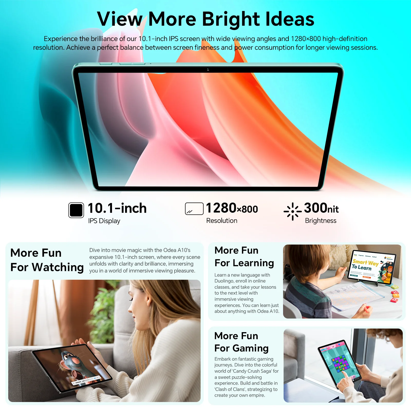 Teclast Odea A10 Kids Tablet, Widevine L1, 10.1 Inches, 12Gb(4Gb+