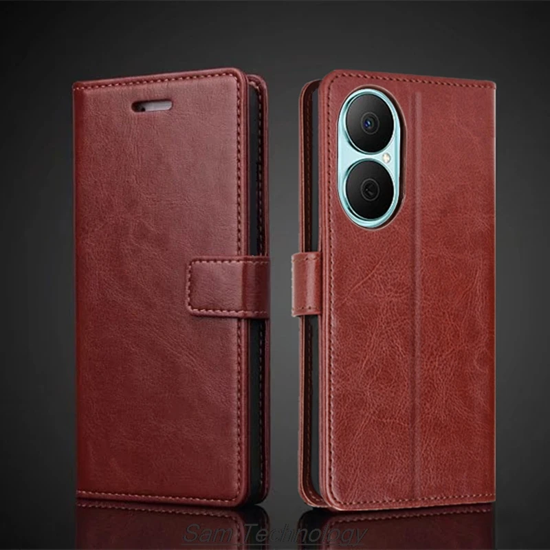 Premium PU Leather Flip Wallet Phone Case - Retro Design Card Holder Cover