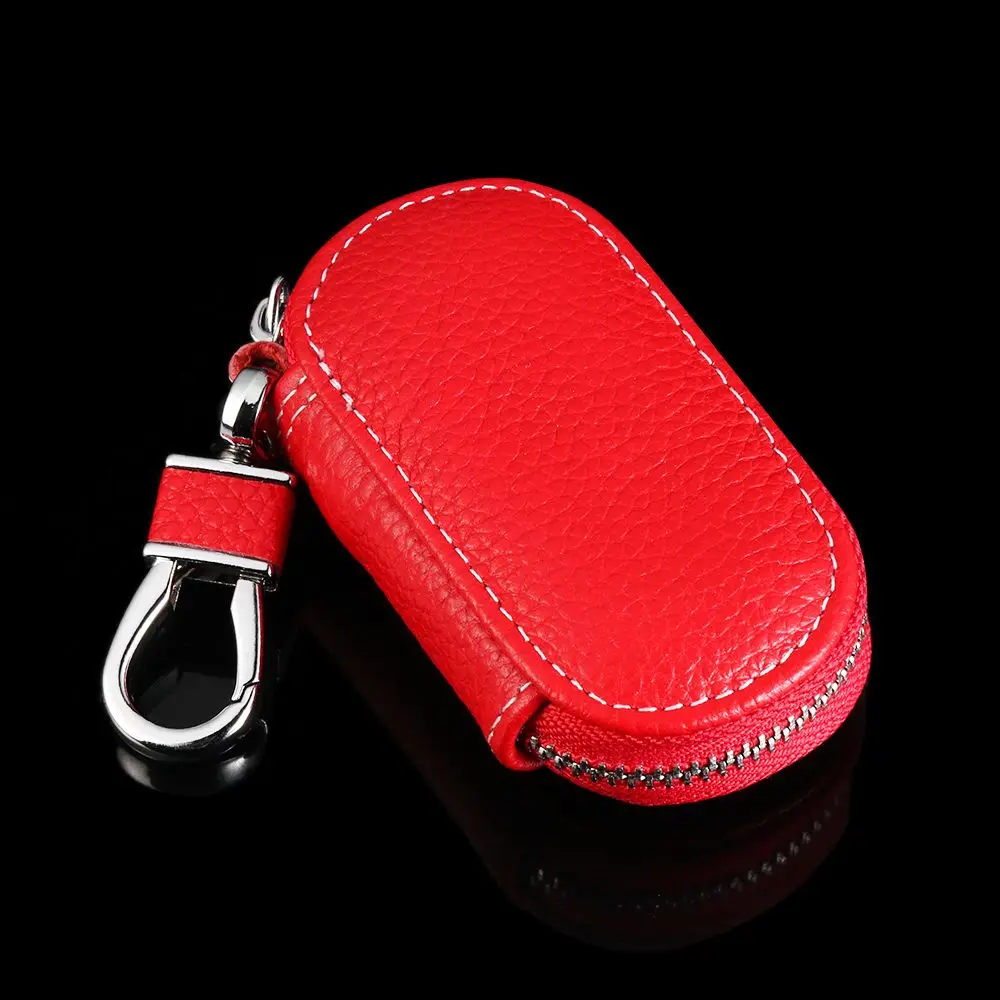 4 Colors Genuine Leather Car Remote Key Wallets Key Bag Keys Zipper Case
