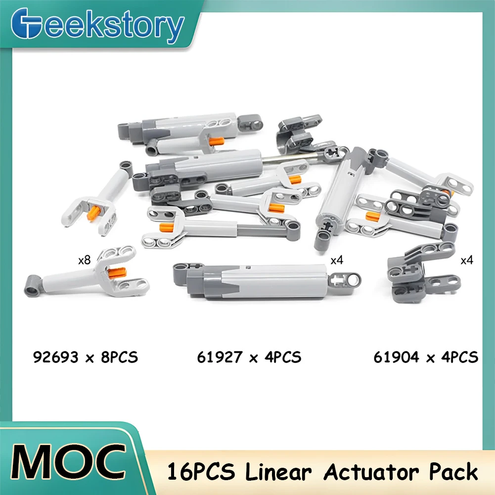 16PCS 선형 액추에이터 푸시로드 텔레스코픽 로드 세트 MOC 모델용 테크닉..