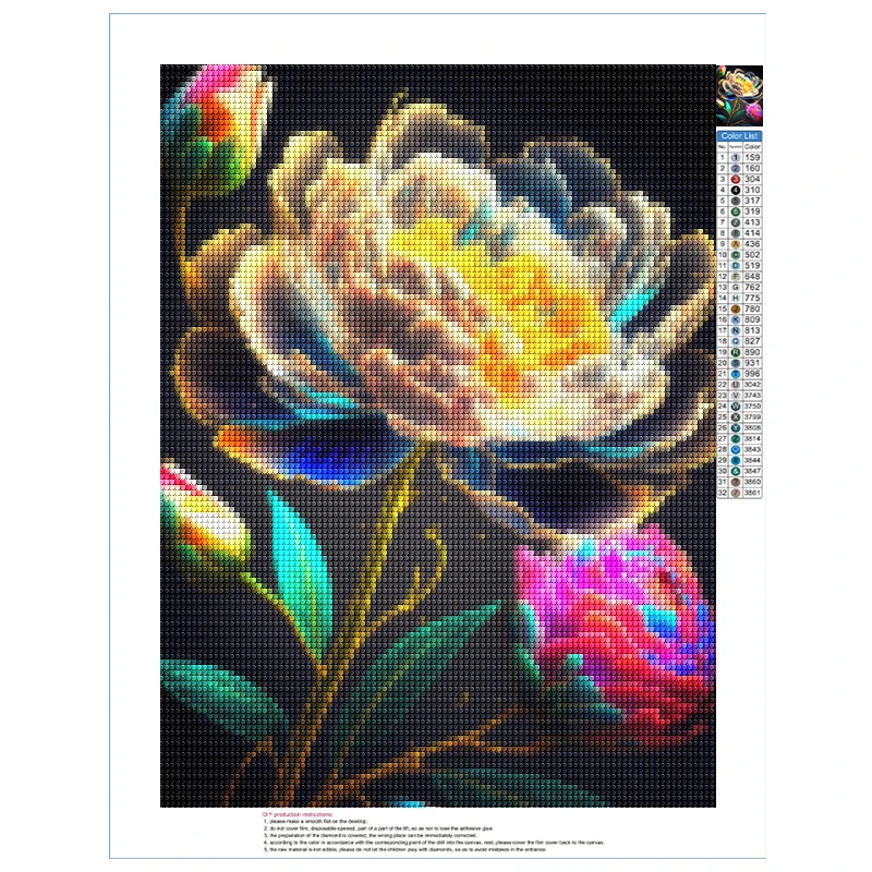 Diy 5d Diamond Painting Mooie Bloem Mozaïek Glow 'S Nachts Bloem Diamant Borduurwerk Huisdecoratie