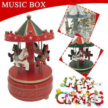 크리스마스 회전 목마 장난감 자동 회전 목마 음악 생일 선물, 아기 장식, 파티 박스 장식, 홈 크리스마스 웨딩 Roo B6k1 상품 이미지