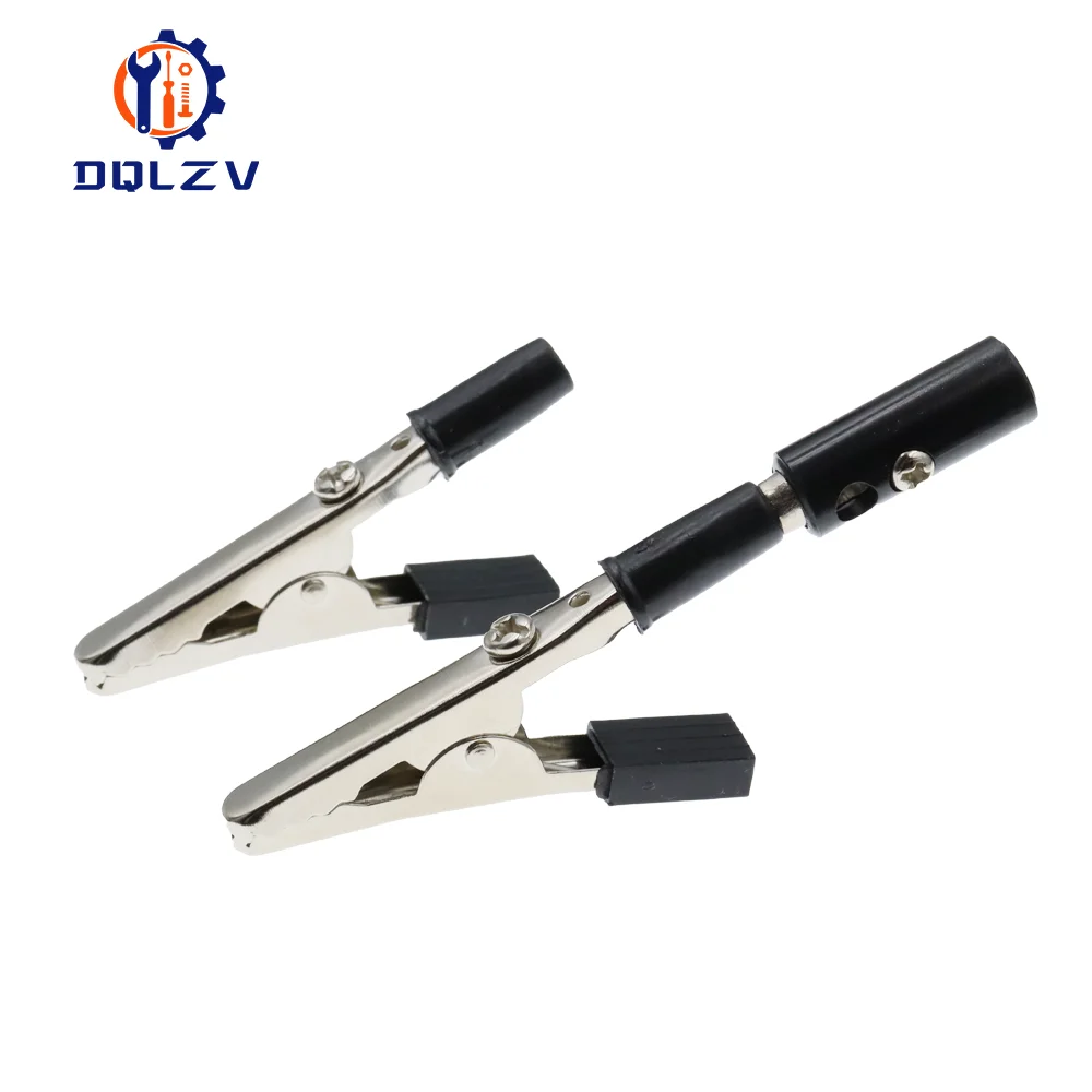 10PCS 50mm Plastic Handle Test Probe Metal Alligator Clips Connector Connect Socket Plug for Battery 4MM Banana Plug alligator clips test probes test clip test hooks clips test leads alligator clip adapter