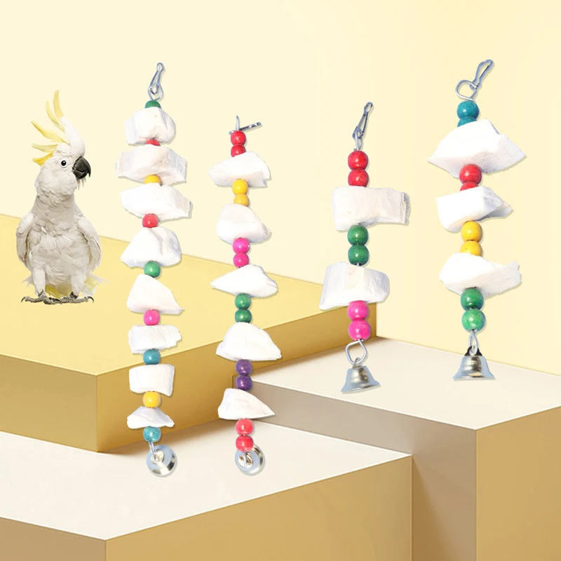 Hang Toy Parrot Birds Training Cuttlefish Bones Calcium Supplements Bird Cage Perch Hamster Molars Chewing Toys Random Color parrot toy,bird toy,pet mineral supplement,bird cage accessories
