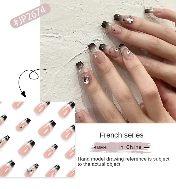 24 Pieces Pure Lust Style Diamond Press-On Square Nails