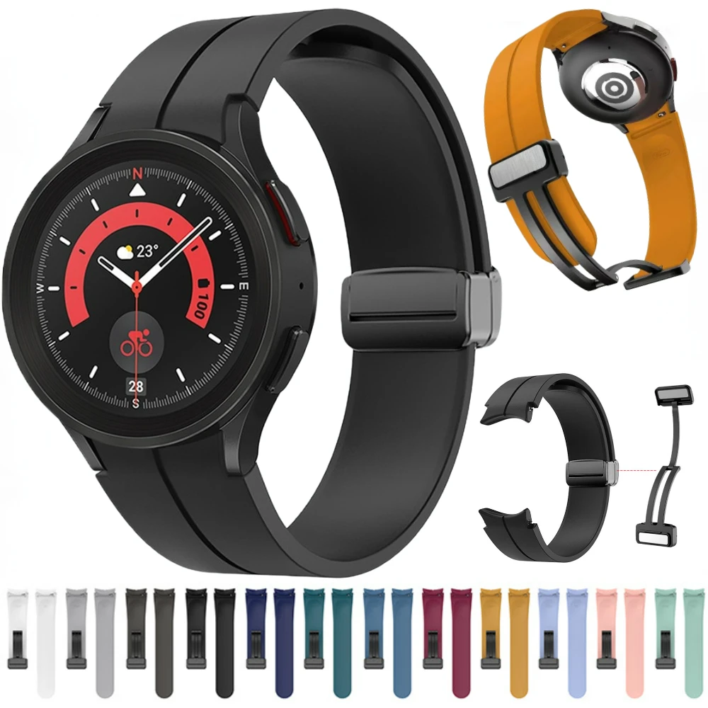 

20mm Silicone Strap for Samsung Watch 5 Pro 45mm Magnetic Band for Galaxy Watch 6/5/4/Classic 44mm 40mm 47mm 43mm 46mm 42mm Band