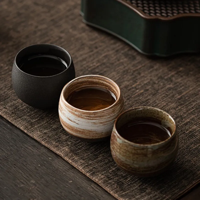 Japanese Style Tea Mugs Handmade Stoneware Tea Cup Kung Fu Set Small Single Cup Ancient Style