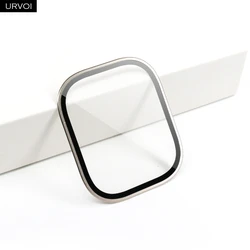 Enhanced Tempered Glass Screen Protector with 3D Metal Frame for Smartwatch - 49mm, Clear (Titanium color)
