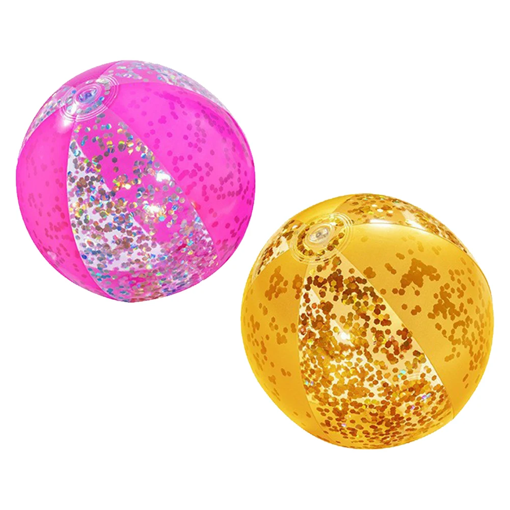 41cm Inflatable Beach Ball Toy PVC Water Play Sequin Ball Transparent Beach Toy for Summer Party Water Park