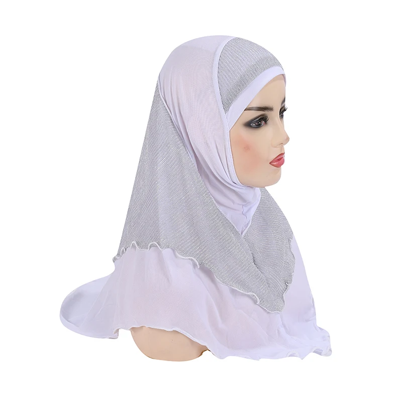 Teenage girls medium size 65*60cm pray hijab muslim hijab scarf islamic headscarf hat amira pull on headwrap Muslim Hijab