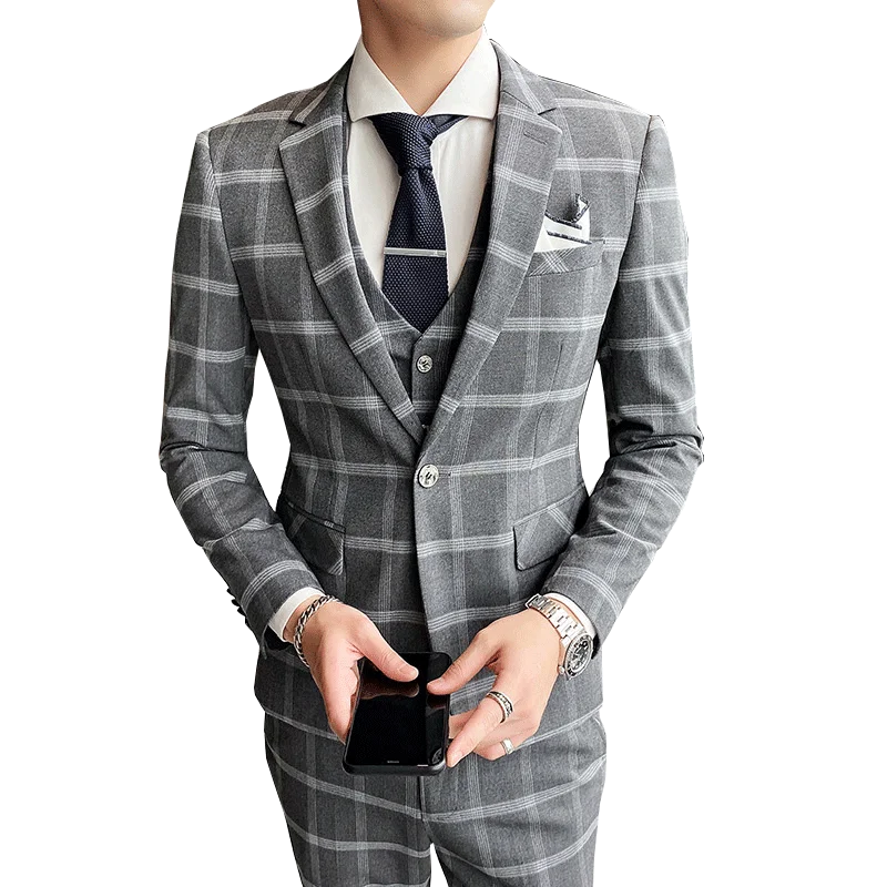 2023 Dress Suit suit Male Korean version slim youth popular casual fashion business plaid suit groom suit dress white mens handsome designs mens fashion blazer slim fit suit jacket men wedding tuxedos unique male suits