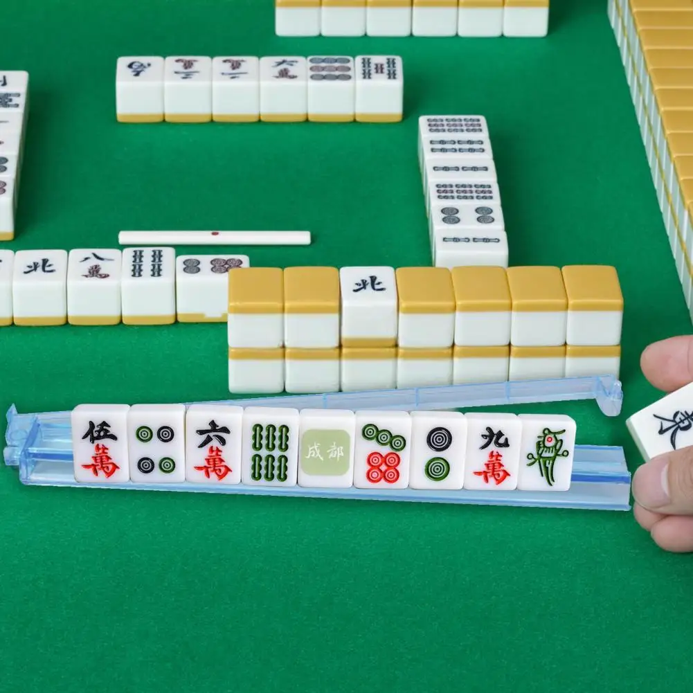 Mahjong Rack Set Portable Multifunctional Mahjong Rack Pushers Acrylic Tile Holders for American Mah Jongg Heavy Duty