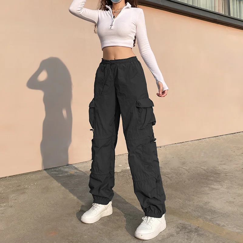 Y2K Gothic Pants Women's Fashion 2023 new Autumn Street Low Rise Multi Pocket Pants Retro Casual Loose Sports Cargo Pants