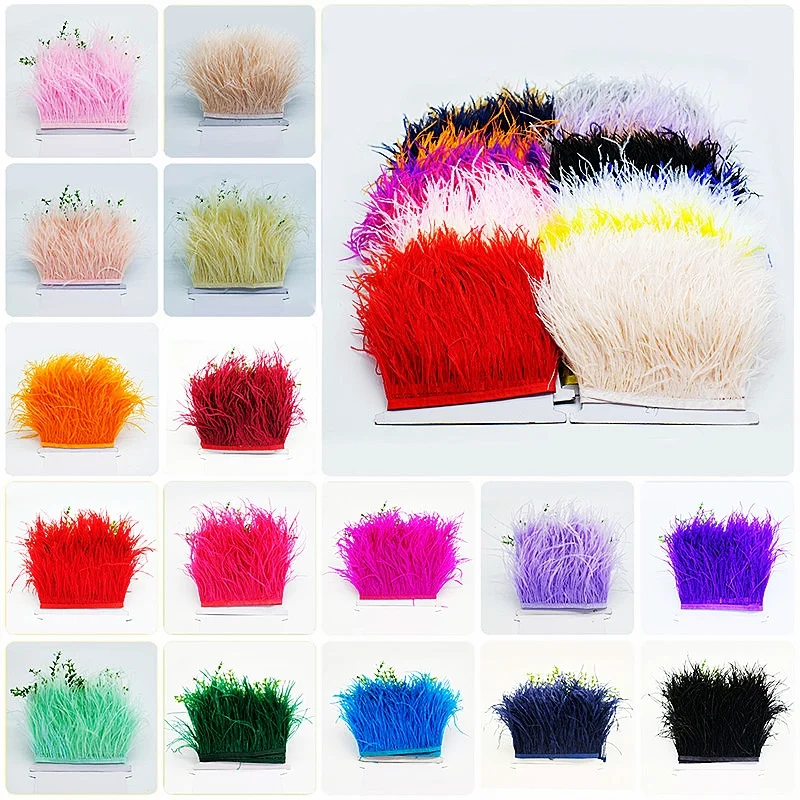 

2yards 5yards 10yards Ostrich Feather Trim Natural White Ostrich Feathers Ribbon for Craft Fringe for Skirt Party Clothing