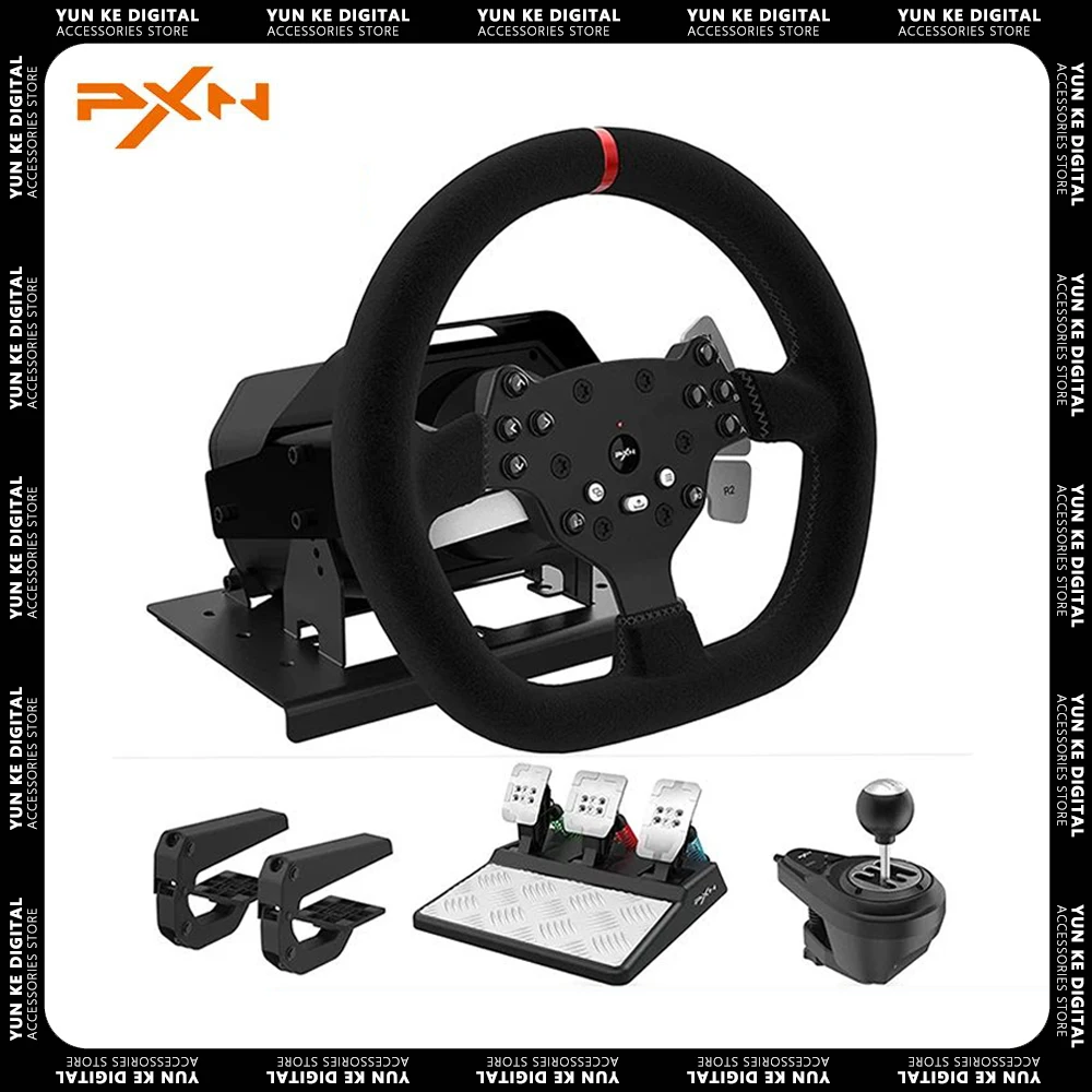 

PXN V10 Game Racing Wheel Gaming Steering Wheel Simracing Pc 270/900 Rotation with Clamps For PC/PS4/Xbox One/Xbox Series X/S