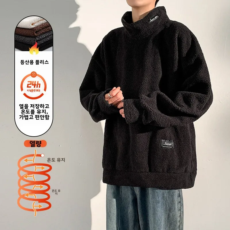 마르모트 플리스 안감 하이넥 스웨트셔츠 유니섹스 루즈핏 가을 겨울 아웃도어 의류 부드럽고 편안한 따뜻한 후드 재킷