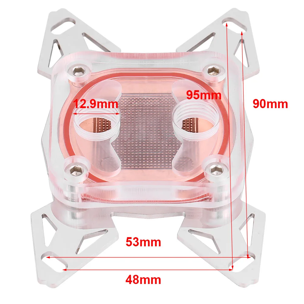 Waterblock Per CPU A Micro Canale – Base In Rame Rosso Con Copertura Trasparente PMMA Per AMD