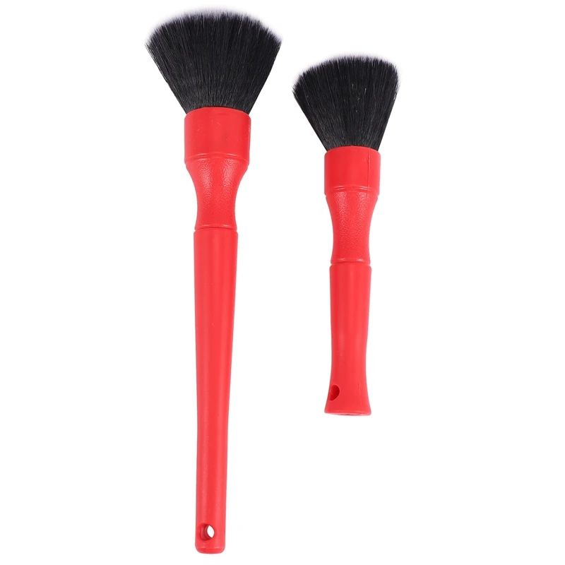 

2PCS Car Super Soft Detail Brush, Comfortable Grip And Scratch-Free Cleaning, Beauty Eye Shadow Brush,Wheel Brush, Red