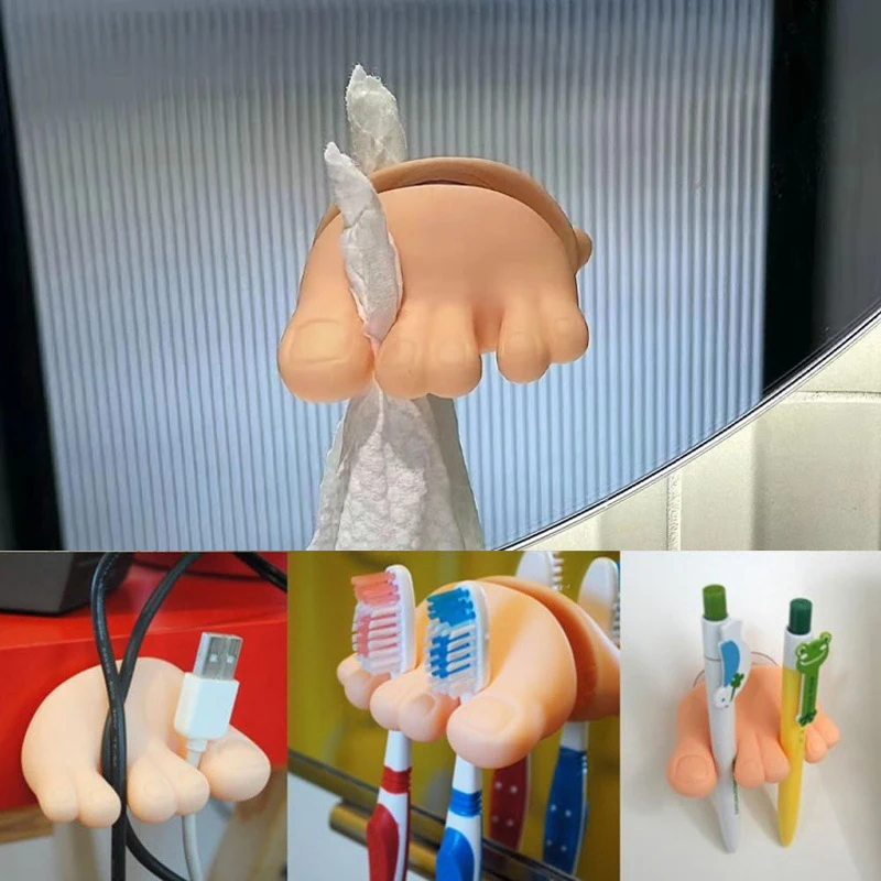 

Creative And Funny Wall Hook Feet,Self-adhesive Universal Hook,Kitchen,Bathroom,Bedroom,Living Room Storage Rack