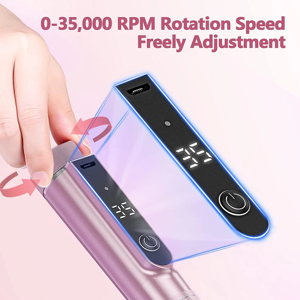 Cordless Electric Nail Drill Machine with LED Display Forward Reverse Direction E File Nail Drill for Acrylic Nails Manicure Set 2