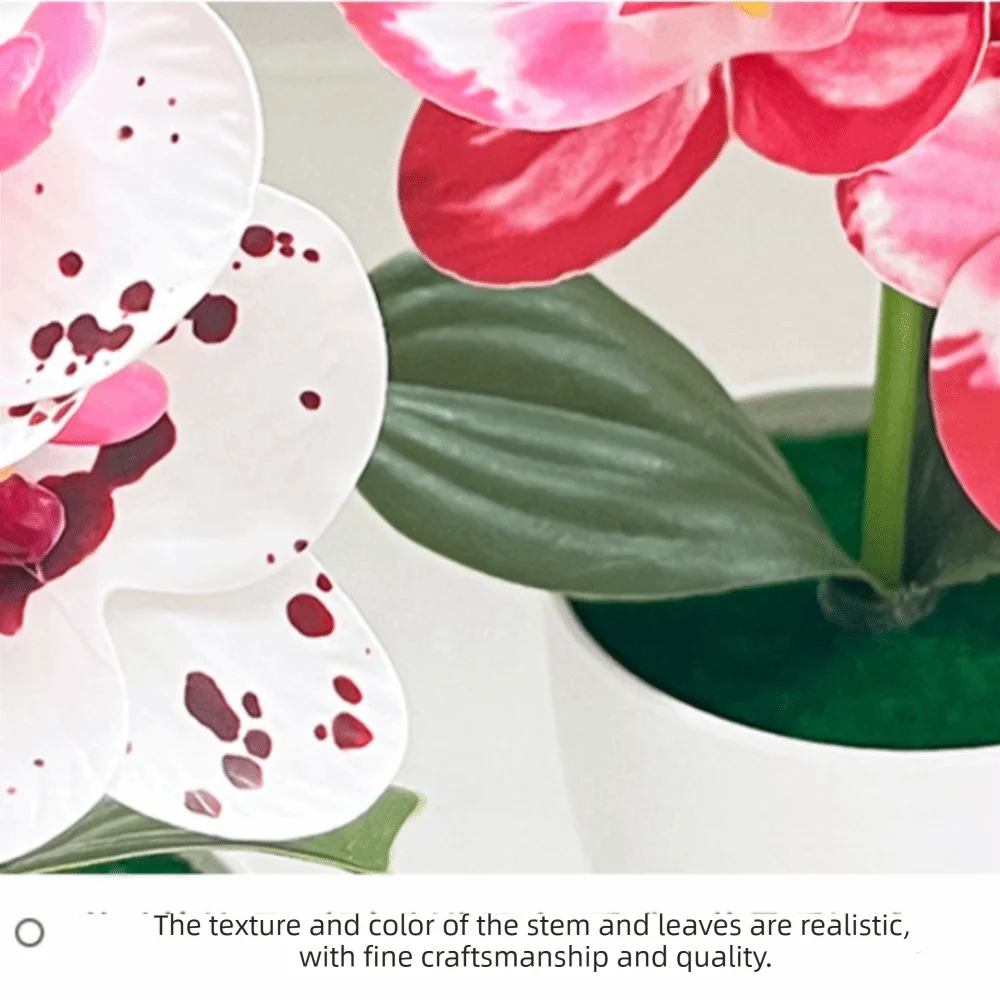 Multi-Bloom Simulierte Schmetterlingsorchidee Weißer Blumentopf DIY Künstliche Kunstpflanzen Kunstblumen Plastik Fake-Blumen Heimdekoration – Detail 7