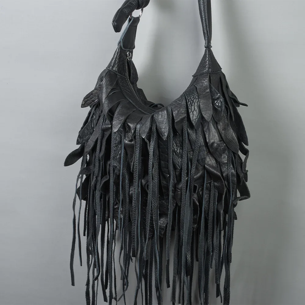 Long Tassel Design Women Crossbody Bags Soft PU Leather Female Shoulder Bag Weave Messenger Sling Bag big Bolsa Feminina