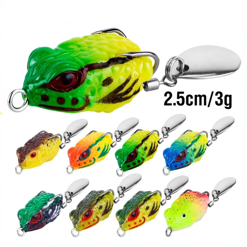 

Mini Thunder Frog Soft Bait Thai Wind Frog Play Black Soft-bodied Double Hook Fishing Tackle Toad Frog 2.5cm/3g