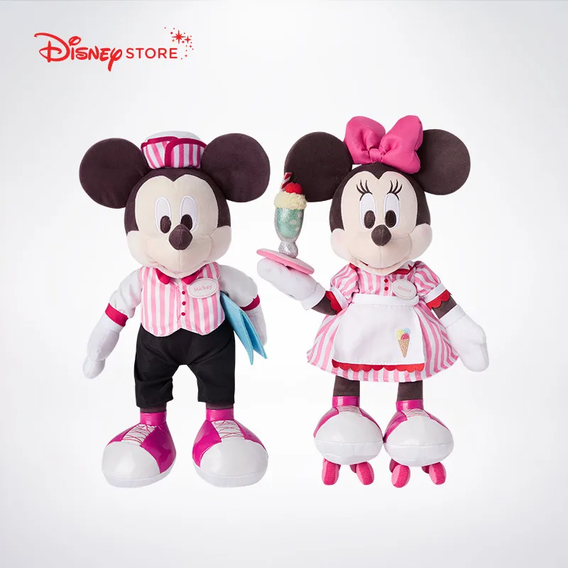 

34CM Original Disney Mickey Mouse Plush Toy Minnie Summer Ice Cream Roller Skiing Donald Duck Plushie Doll Pendant Children Gift
