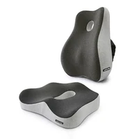 Feriales Memory Foam Sitzkissen & Lendenwirbelstütze – Orthopädisches Steißbeinkissen für Bürostuhl & Auto – Ergonomisches Set zur Rückenentlastung Schwarz 1