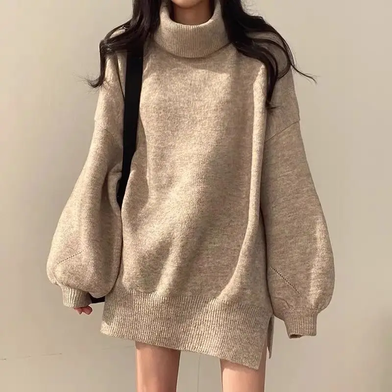 

Pullover, Thickened High Neck Sweater, Women's New Autumn and Winter Clothing, Loose Bottomed Knit Sweater Top