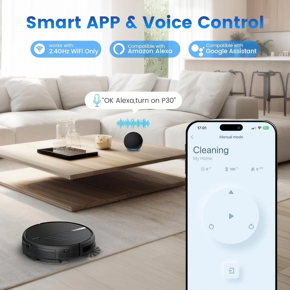 Commercial Washing Robots, 3000Pa Suction Power Wi-Fi/App/Alexa, Self-Charging Robotic Vacuum, Wash Robots, Robot Vacuum and Mop