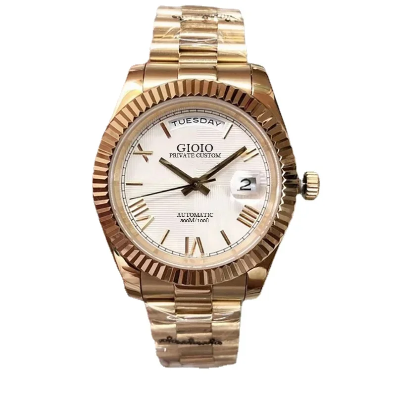 

men automatic mechanical watch gold white rome