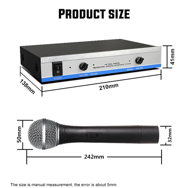 Microphone sans fil professionnel DH-744 MAX à double canal VHF élevé