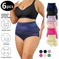 6 pièces de culottes gainantes à taille haute en soie glacée pour femmes, fines, rehaussant les hanches, respirantes, contrôle du ventre, sans coutures, confortables 1