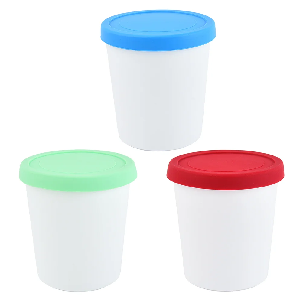 

3pcs Ice Cream Storage Buckets Round Ice Cream Containers Freezer Ice Cream Barrels